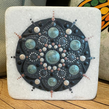 Load image into Gallery viewer, Sea Green and Gray 3&quot; Square Hand Painted Santorini Marble
