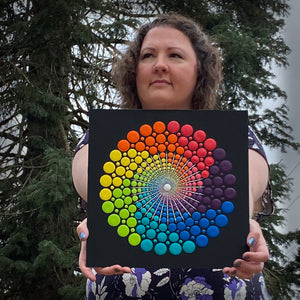 Autism Spectrum Mandala 12"x 12" on Wood Board