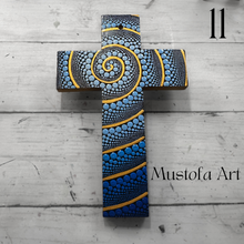 Load image into Gallery viewer, Custom Medium Hand Painted Cross by Mustofa Art
