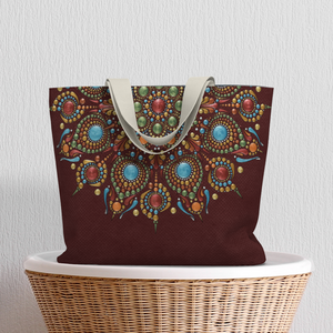 Autumnal Equinox Mandala Lined Tote Bag