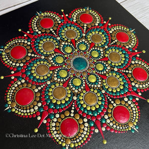 Poinsettia 12" x 12" Mandala on canvas board