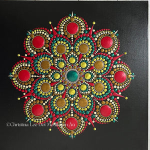 Poinsettia 12" x 12" Mandala on canvas board