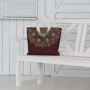 Autumnal Equinox Mandala Lined Tote Bag